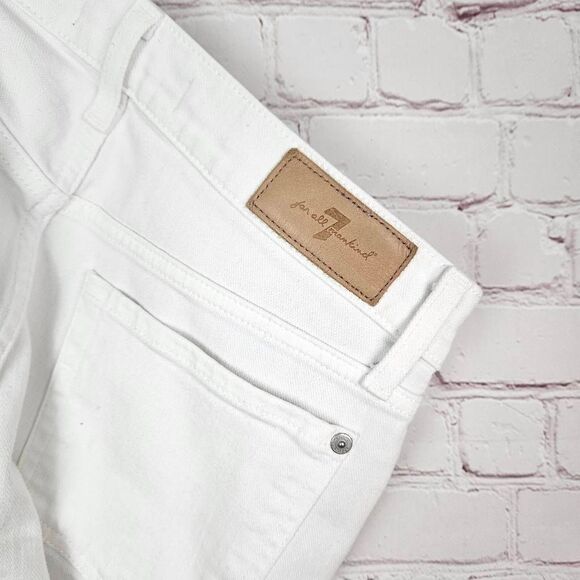 7 FOR ALL MANKIND Luxe Vintage White Josefina Boyfriend Nautical Crop Jeans 26 - Picture 8 of 9